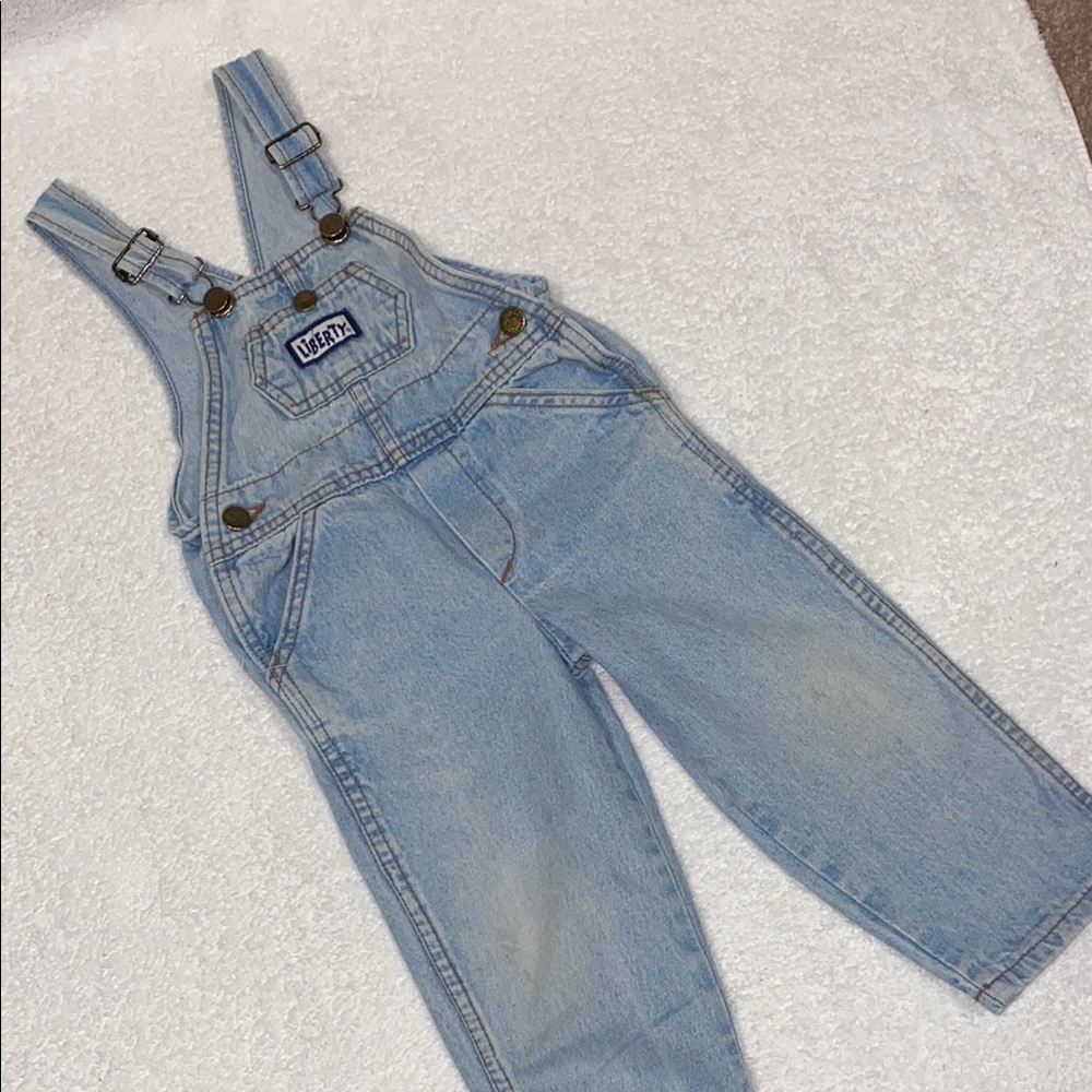 Vintage liberty light wash denim blue Jean overalls 2t